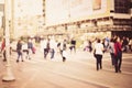 Sun vintage blur background of blurred people on street