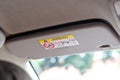 A sun visor in a car with airbag safety sticker label Royalty Free Stock Photo