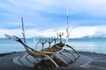 The Sun Voyager dreamboat sculpture in Reykjavik, Iceland Royalty Free Stock Photo