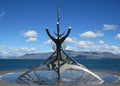 Sun Voyager iconic symbol of Reykjavik: Sculpture of viking ship on harbor, Reykjavik, Iceland