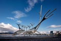 Sun Voyager monument, clouds, landmark of Reykjavik city