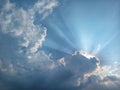 The sun was shining behind the clouds Royalty Free Stock Photo