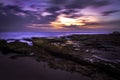 The sun was shining. The first rays of sunlight are appearing on Phu Yen beach - Vietnam