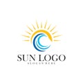 Sun with water logo design vector template, Icon symbol, Illustration Royalty Free Stock Photo