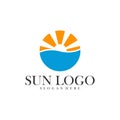 Sun with water logo design vector template, Icon symbol, Illustration Royalty Free Stock Photo