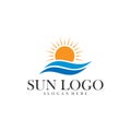 Sun with water logo design vector template, Icon symbol, Illustration Royalty Free Stock Photo