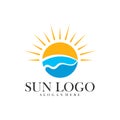 Sun with water logo design vector template, Icon symbol, Illustration Royalty Free Stock Photo