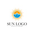 Sun with water logo design vector template, Icon symbol, Illustration Royalty Free Stock Photo