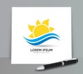 Sun water wave abstract vector logo Royalty Free Stock Photo