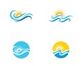 Sun With Water wave icon vector Royalty Free Stock Photo