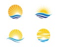 Sun Water wave icon vector illustration Royalty Free Stock Photo