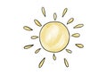 Sun watercolor doodle element. Vector illustration