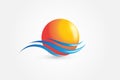 Sun and waves logo vector image Royalty Free Stock Photo