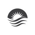 Sun waves simple flat silhouette logo vector
