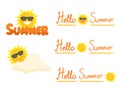 Sun wearing eyes glasses collection icon sign set summer concept