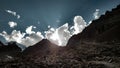 The sun's rays break through the clouds. mountain Altai.