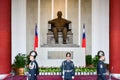 Sun Yat-Sen Memorial Hall, Taipei, Taiwan - May 7, 2017 : The changing of the guards ceremony against the statue of Sun Yat-Sen