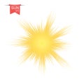 The sun yellow abstract. With sunburst effect, flash, explosion. Vector design element isolated on white background. Royalty Free Stock Photo