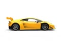 Sun yellow futuristic race sportscar - side view Royalty Free Stock Photo