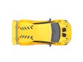 Sun yellow futuristic race sportscar - top view Royalty Free Stock Photo