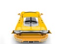 Sun yellow modern fast sports supercar - back view