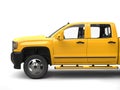 Sun yellow modern pickup truck - side view cut shot Royalty Free Stock Photo