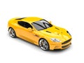 Sun yellow modern sports luxury car - top down view Royalty Free Stock Photo