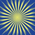 Sun yellow rays on blue background. Sun with long rays vector eps10. Royalty Free Stock Photo