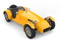 Sun yellow vintage open wheel sports racing car - top down view Royalty Free Stock Photo