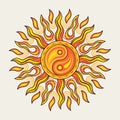 Sun with ying yang symbol. Concept of harmony Royalty Free Stock Photo