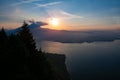 Sunaet with clouds with mount Pilatus. Copy space Royalty Free Stock Photo