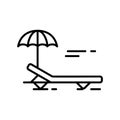 Sunbathe icon with bed and umbrella