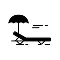 Sunbathe icon with bed and umbrella