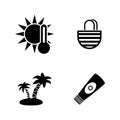 Sunbathe. Simple Related Vector Icons