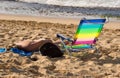 Sunbather on beach Royalty Free Stock Photo