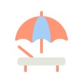 Sunbathing beach area flat color ui icon