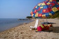 Sunbathing chair and the lost summer Royalty Free Stock Photo