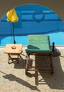 Sunbathing chair and unbrella