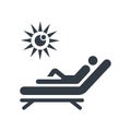 Sunbathing icon vector sign and symbol isolated on white background, Sunbathing logo concept
