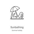 sunbathing icon vector from summer holiday collection. Thin line sunbathing outline icon vector illustration. Linear symbol for