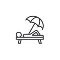 Sunbathing man line icon Royalty Free Stock Photo