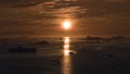 Sunbeam on arctic ocean in greenland