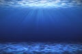 Sunbeam blue deep sea or ocean underwater background