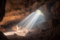 sunbeam in the cave, God grace generative a Royalty Free Stock Photo