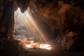 sunbeam in the cave, God grace generative a Royalty Free Stock Photo