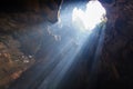 Sunbeam in cave khao luang mountain Royalty Free Stock Photo