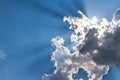 Sunbeam through the haze on blue sky: can be used as background Royalty Free Stock Photo