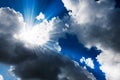 Sunbeam through the haze on blue sky: can be used as background Royalty Free Stock Photo
