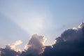 Sunbeam through the haze on blue sky: can be used as background and dramatic look Royalty Free Stock Photo