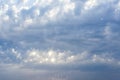 Sunbeam through the haze on blue sky: can be used as background and dramatic look, Royalty Free Stock Photo